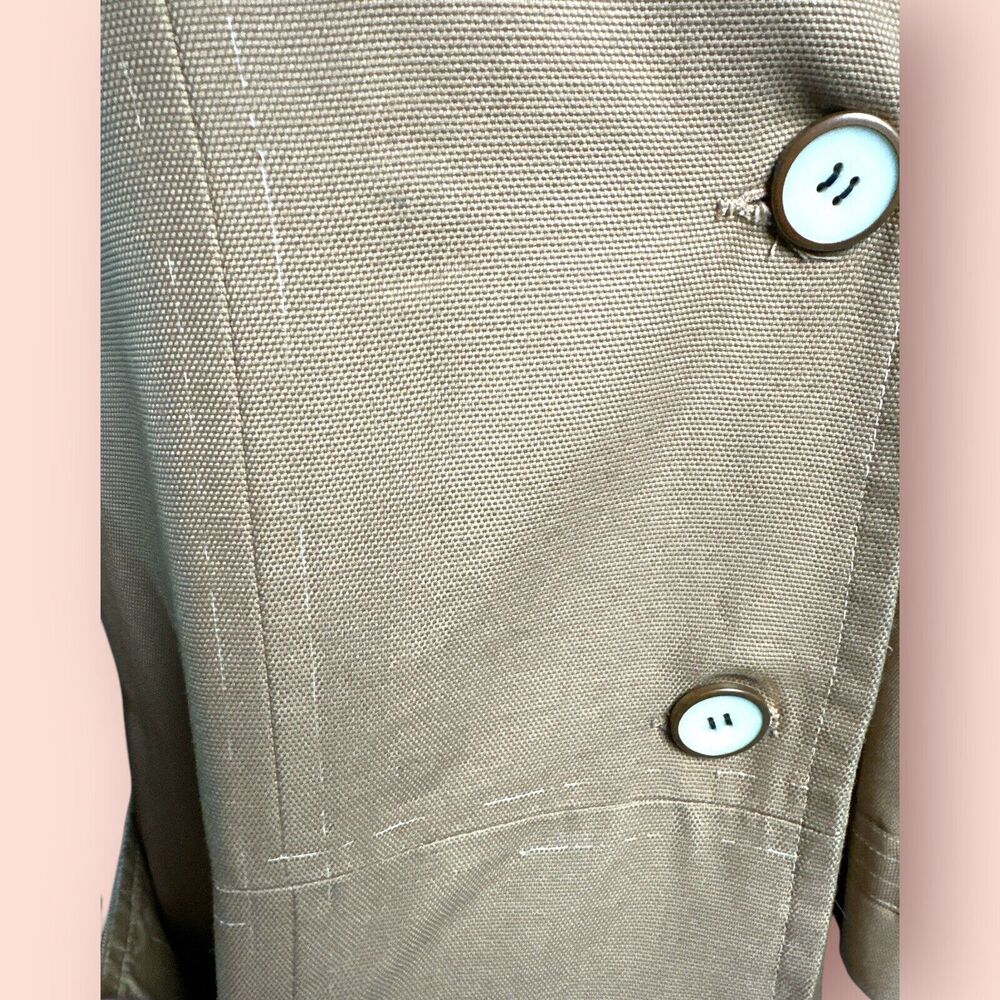 Vintage Jerold Women’s Coat Medium Tan Khaki Gorpcore Lined Jacket Long Coat - Picture 3 of 8